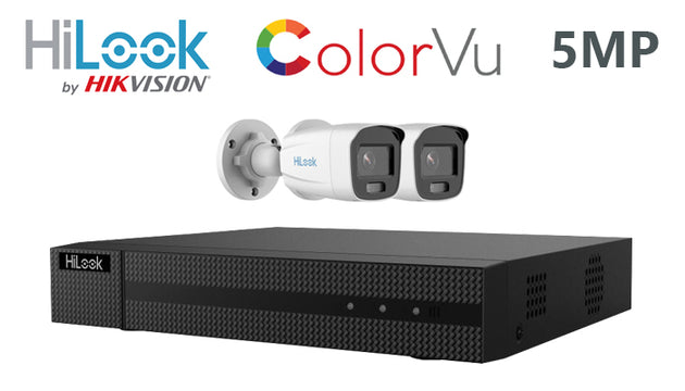 Hilook-kit-13-IP ColorVu bullet 5MP 2 camera IP CCTV system