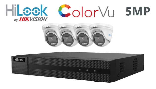 Hilook-Kit-14 DIY 4 channel 5MP turret ColorVu CCTV camera system