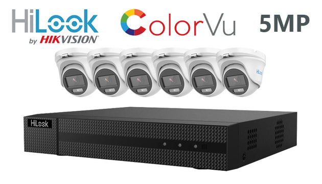 Hilook-Kit-15 DIY 6 channel 5MP turret ColorVu CCTV camera system