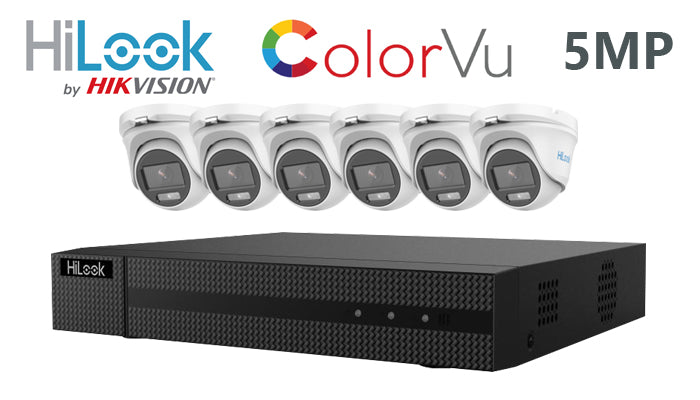 Hilook-Kit-15 DIY 6 channel 5MP turret ColorVu CCTV camera system