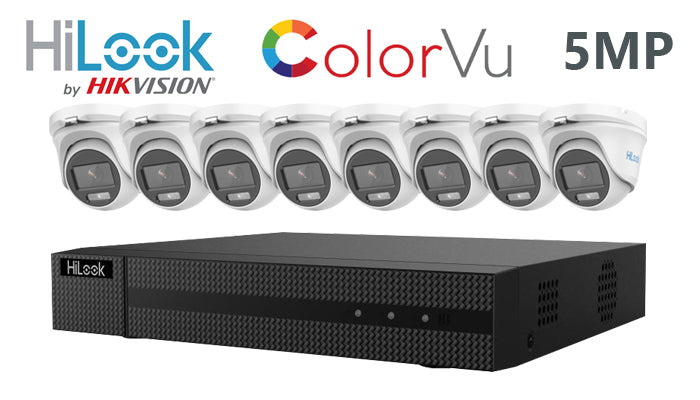 Hilook-Kit-16 DIY 8 channel 5MP turret ColorVu CCTV camera system