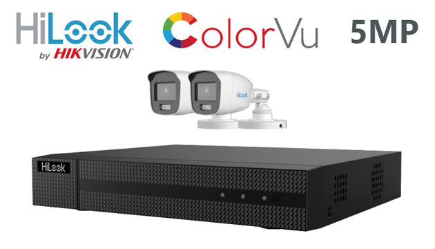 Hilook-Kit-17 DIY 5MP 2 camera ColorVu CCTV system by Hikvision