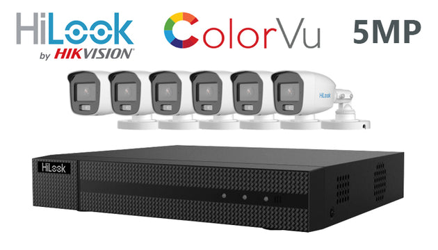 Hilook-Kit-19 DIY 6 channel 5MP bullet ColorVu CCTV camera system