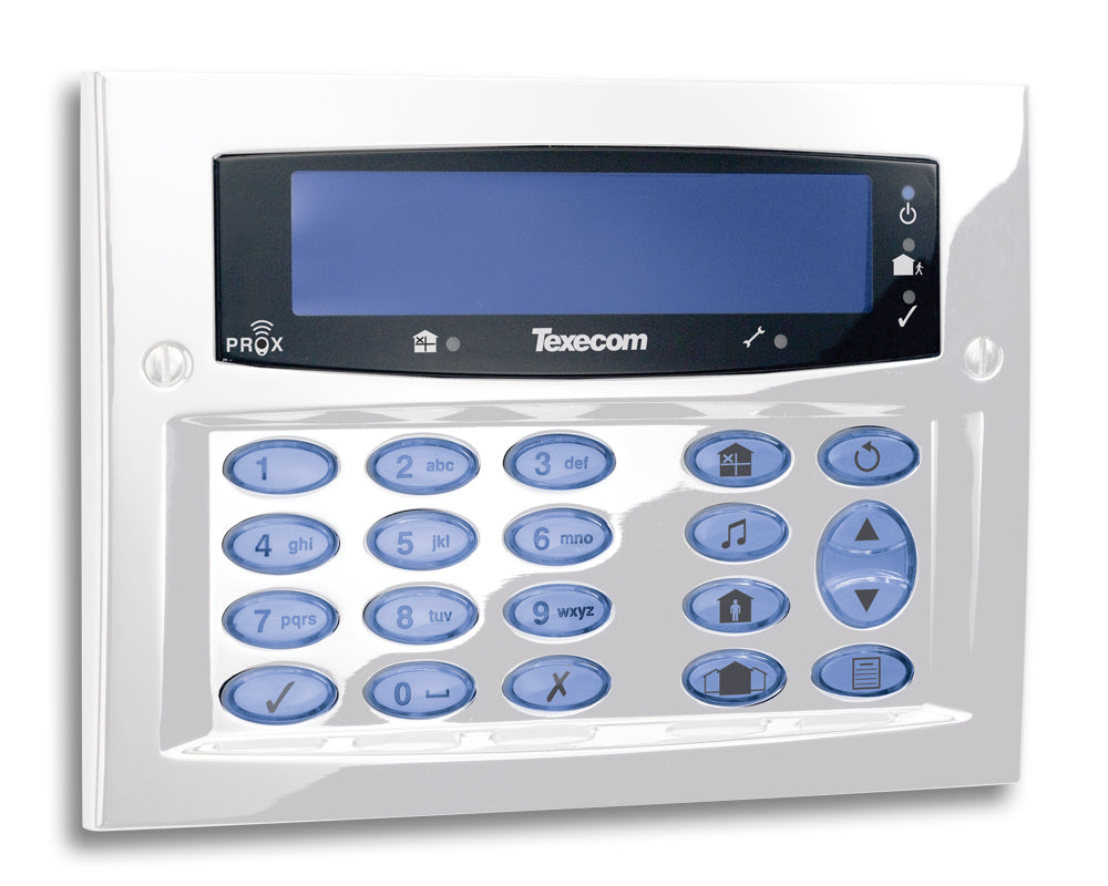 Texecom Premier Elite wall mounted diamond white keypad dual technology wired alarm system